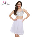 Grace Karin nuevo conjunto de dos piezas sexy lentejuelas blanco vestido de fiesta con cuentas CL008913-3